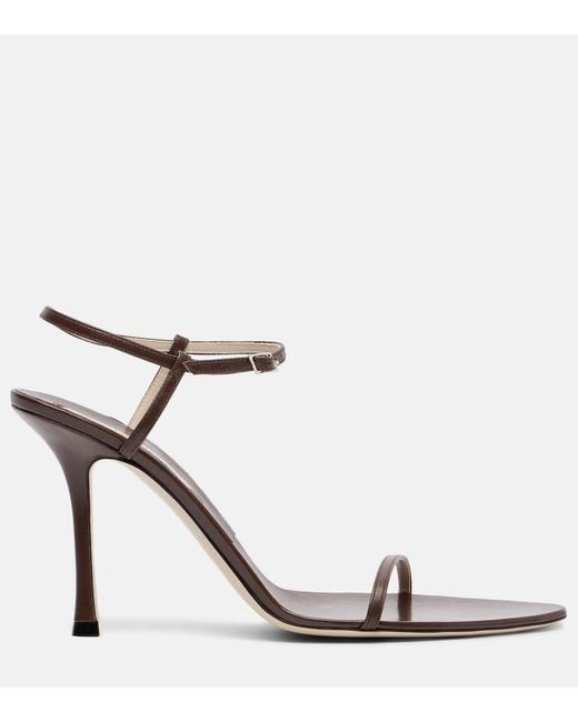 Christen White Double Strap 95 Leather Sandals