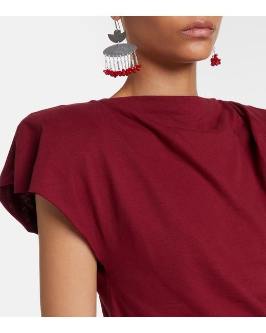 Isabel Marant Red Sebani Asymmetric Cotton T-Shirt