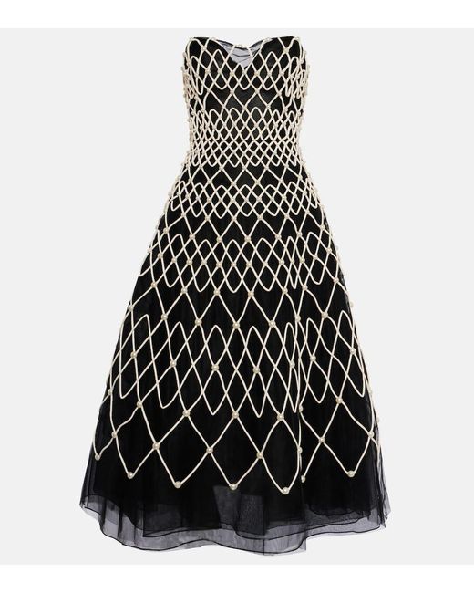Vestido de fiesta con perlas sinteticas Carolina Herrera de color Black