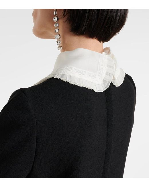 Miniabito in crepe di misto lana con organza di Dolce & Gabbana in Black
