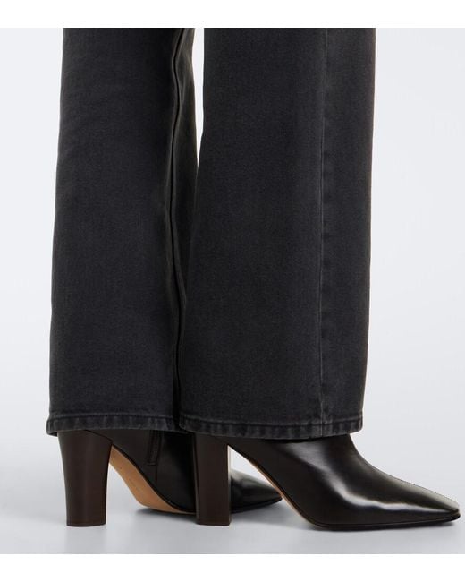 The Row Black Cindy Leather Ankle Boots