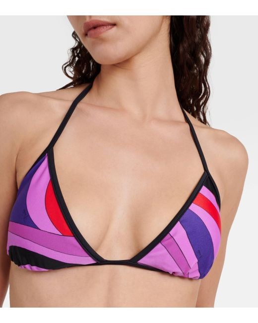 Emilio Pucci Purple Marmo Triangle Bikini Top