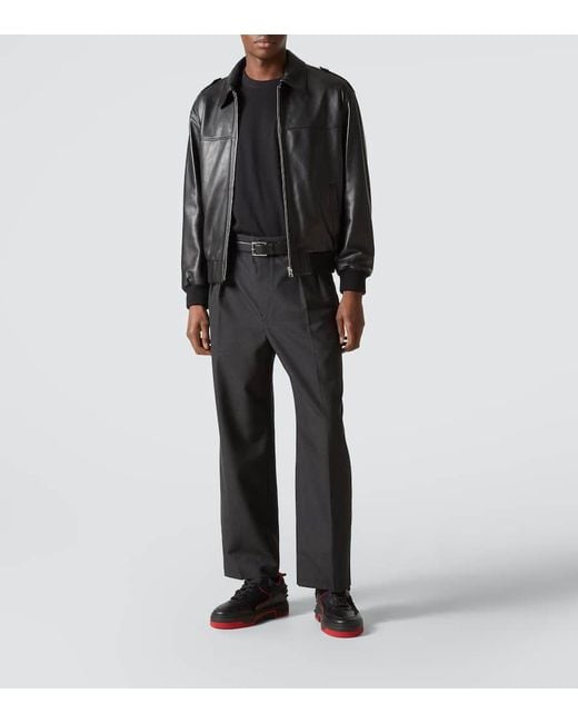 Christian Louboutin Black Astroloubi Leather Low-Top Trainers for men