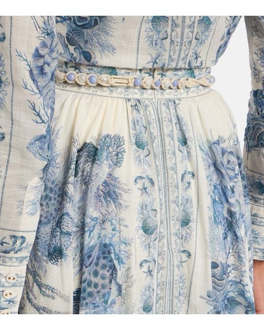Zimmermann Blue Wanderlust Cotton Maxi Skirt