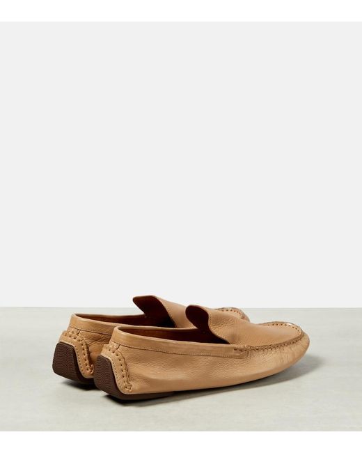 The Row Natural Lucca Leather Moccasins