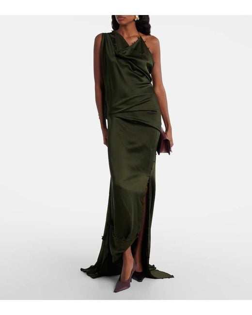 Victoria Beckham Black Draped Crepe Satin Gown