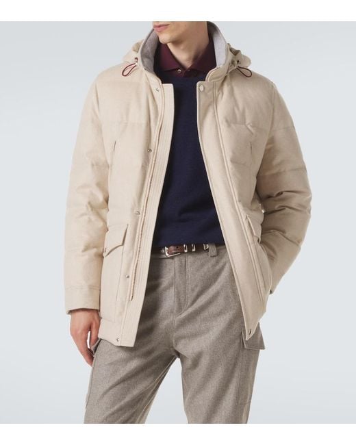 Brunello Cucinelli Natural Wool Flannel Down Parka for men