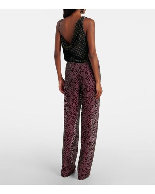 Dries Van Noten Red Polka-Dot Straight Pants