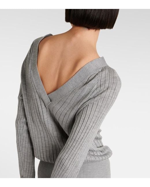 Proenza Schouler Gray Eden Wool-Blend Midi Dress