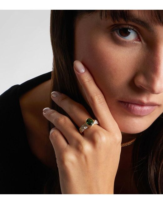 Marina B White Ondine 18Kt Ring With Diamonds And Tourmaline