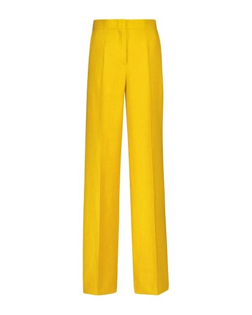 Max Mara Yellow Ginosa Linen Wide-leg Pants