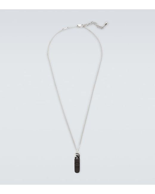 Gucci White Interlocking G Sterling Pendant Necklace for men