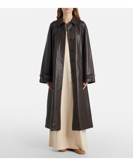 The Row Gray Ryota Leather Coat