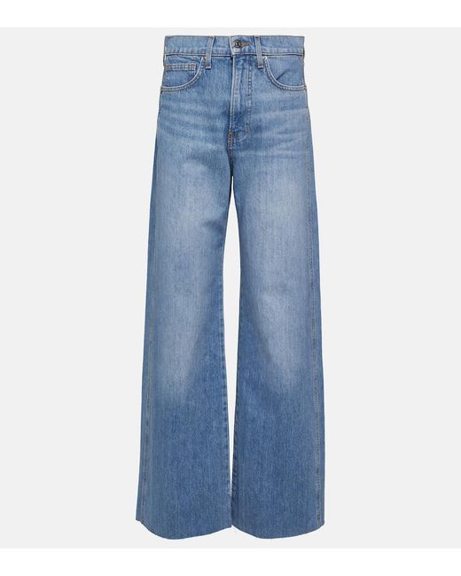 Veronica Beard Blue Taylor High-Rise Wide-Leg Jeans