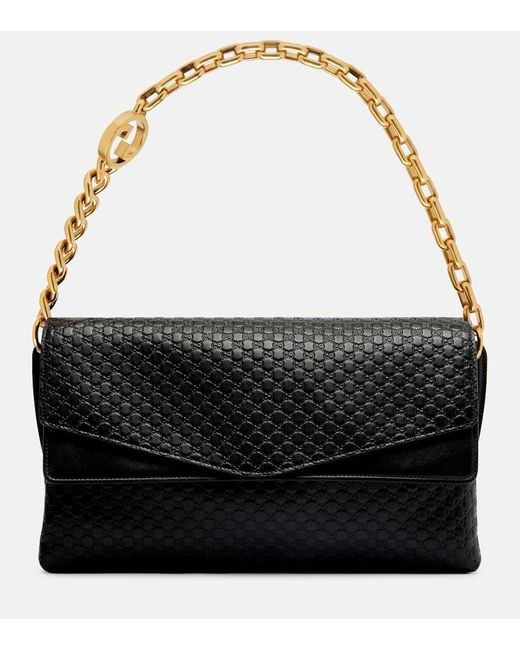 Gucci Black Interlocking G Large Leather Shoulder Bag