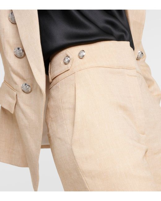 Veronica Beard Natural Aubrie Linen-blend Cropped Pants