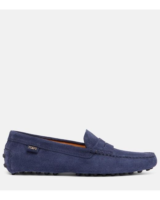 Tod's Blue Gommino Suede Driving Shoes