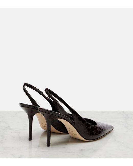 Jimmy Choo Black Love Croc-Effect Leather Slingback Pumps