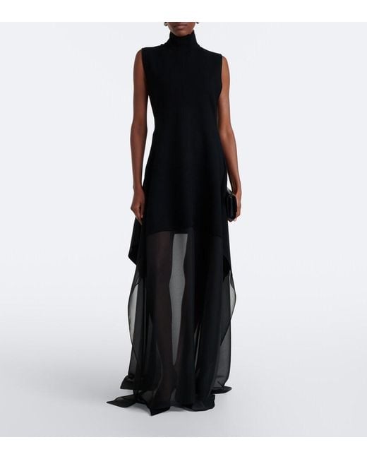 Sportmax Black Turtleneck Tiered Maxi Dress