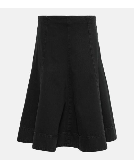 Khaite Black Lennox Denim Midi Skirt