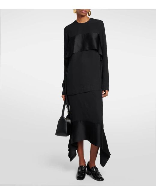 Totême  Black Satin-Trimmed Crepe Top