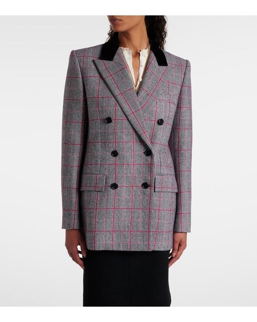 Chloé Gray Double-Breasted Blazer With A Check Pattern