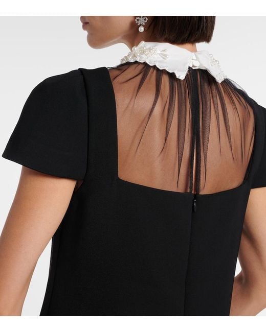 Self-Portrait Black Bow-Detail Crepe Minidress