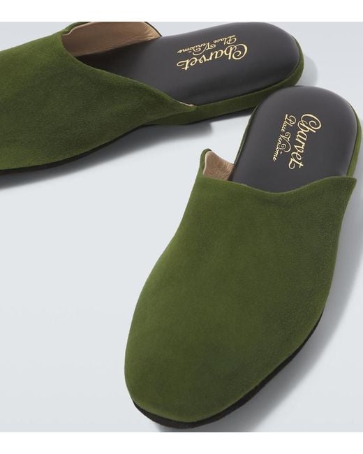 Charvet Green Suede Slippers for men