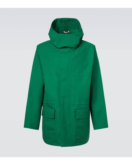 Auralee Green Hooded Cotton Gabardine Jacket for men
