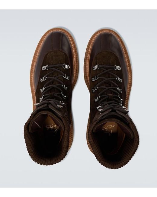 Christian Louboutin Brown Armandine College Leather Hiking Boots for men