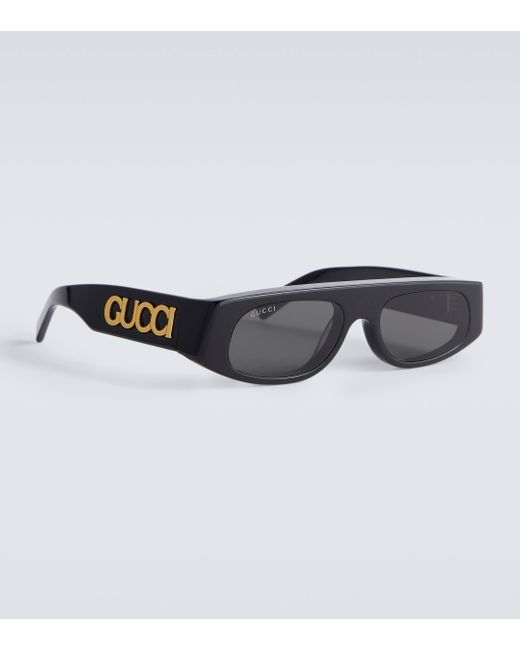 Gucci Gray Logo Flat-top Sunglasses for men