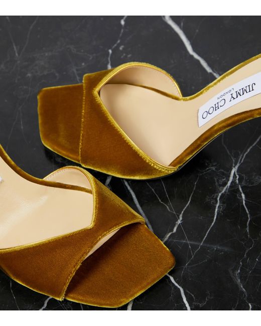 Jimmy Choo Brown Saeda Embellished Velvet Sandals