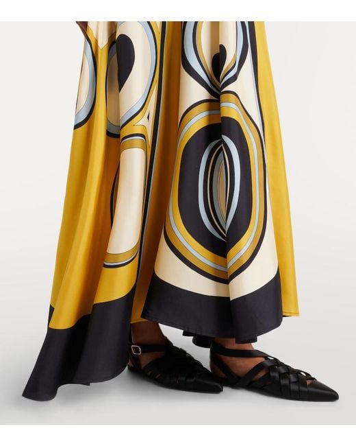 LaDoubleJ Metallic Magnifico Printed Silk Twill Maxi Dress