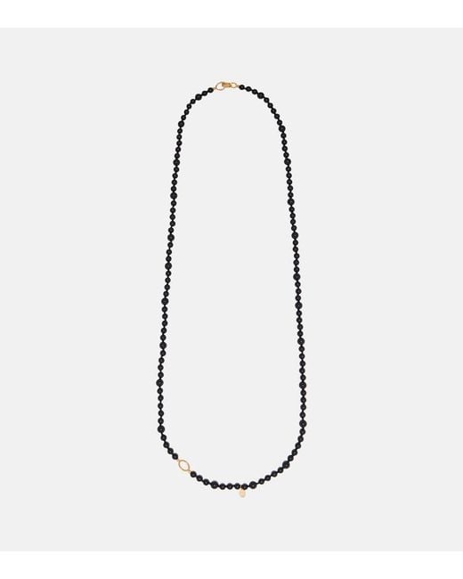 Totême  White Inifinity Beaded Necklace With Onyx