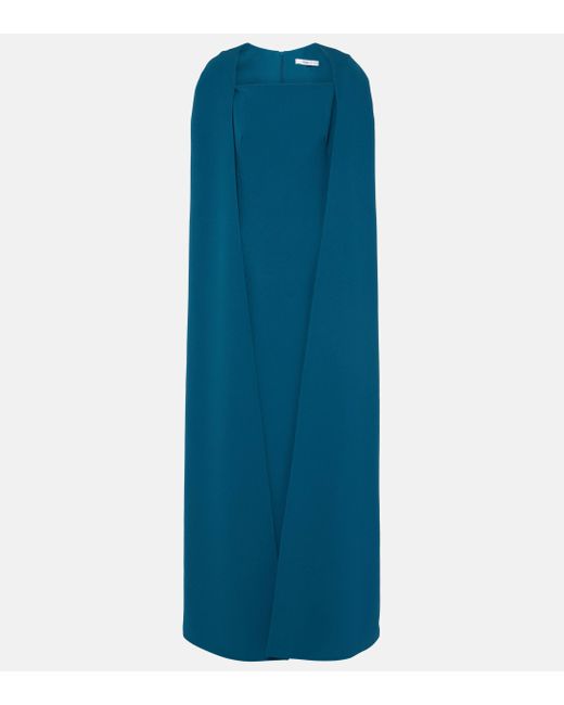 Safiyaa Blue Cinza Caped Crepe Gown