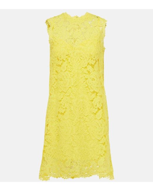 Dolce & Gabbana Yellow Minikleid aus Spitze