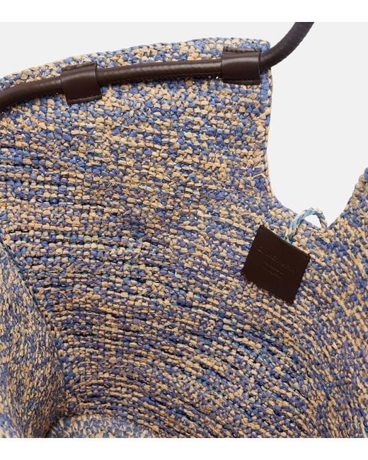Zimmermann Blue Goldentime Medium Fringed Raffia Tote Bag