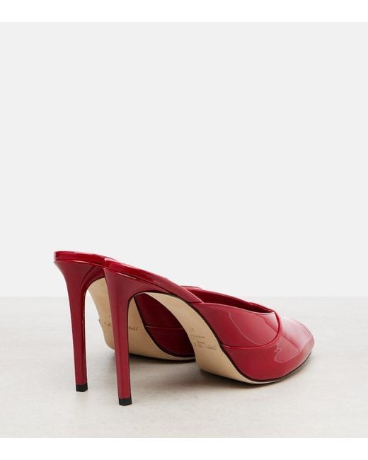Jimmy Choo Red Brigitte 100 Patent Leather Mules