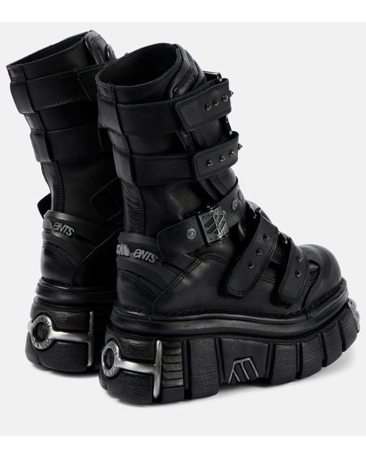 Vetements Black Gamer Leather Platform Ankle Boots