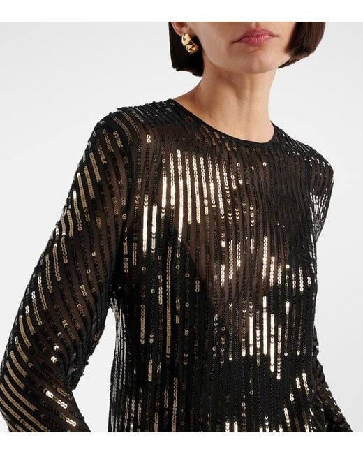 Robe Longue En Soie A Sequins Johanna Ortiz en coloris Black