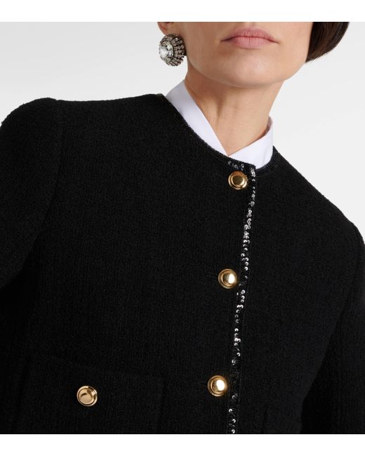 Miu Miu Black Cropped Wool-blend Tweed Jacket