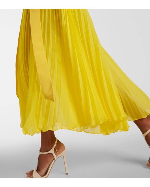 Vestido largo Elegante Hiltex de chifon Max Mara de color Yellow