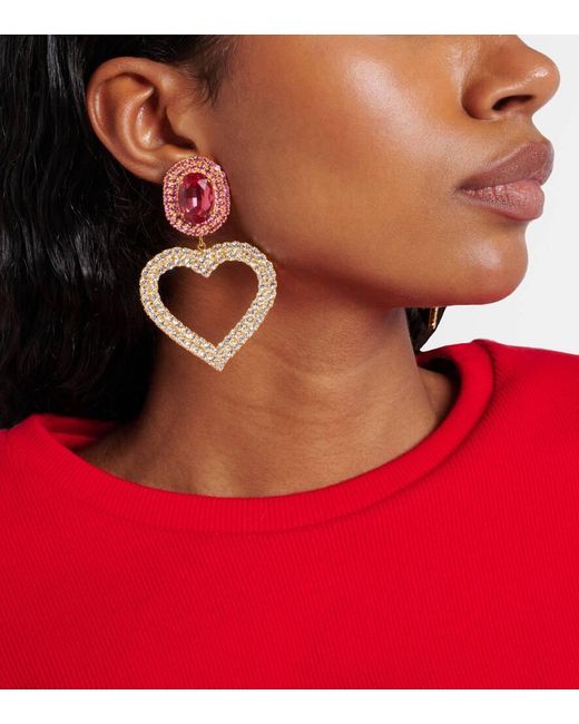 Magda Butrym Pink Crystal-Embellished Clip-On Earrings
