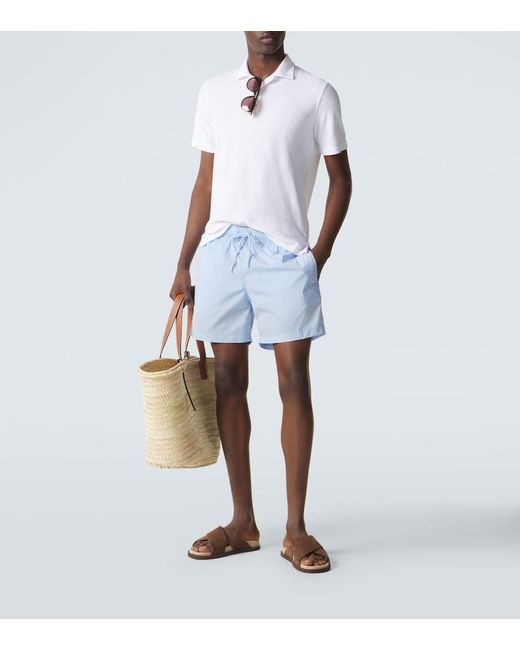 Fedeli White Cotton Terry Polo Shirt for men