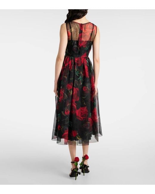 Dolce & Gabbana Red Floral Silk Cocktail Dress