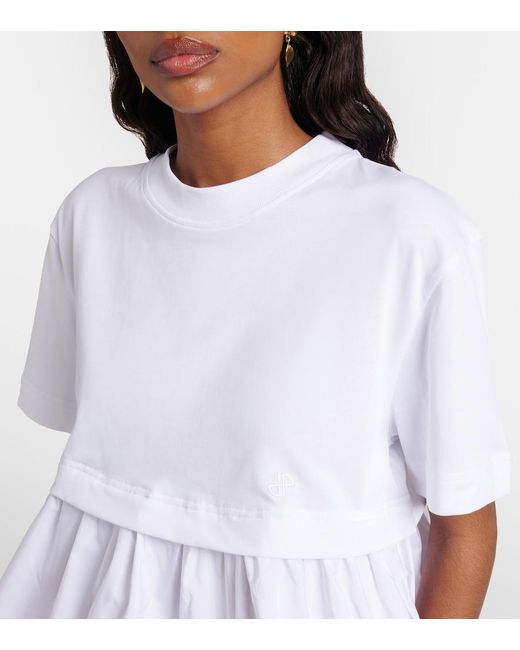 Patou White Cotton Jersey And Faille T-Shirt