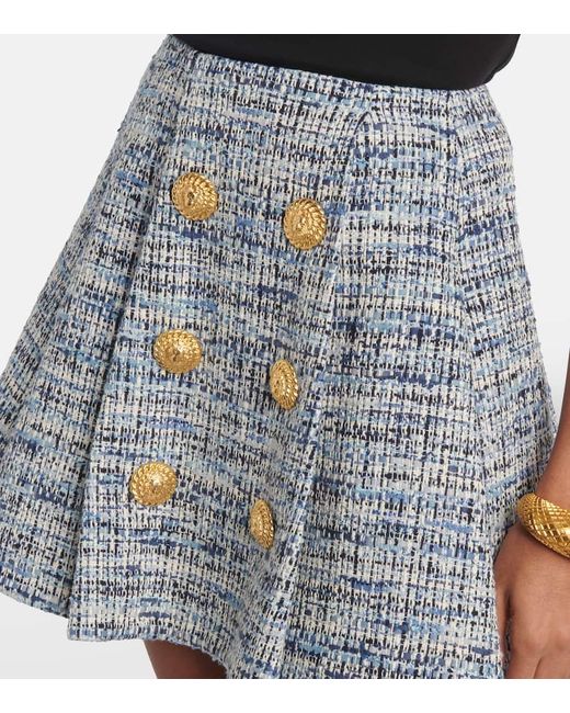 Balmain Blue High-Waisted Pleated Mini Skirt