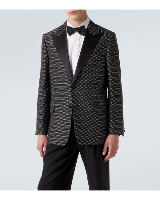 Valentino Black Polka-Dot Jacquard Tuxedo Jacket for men