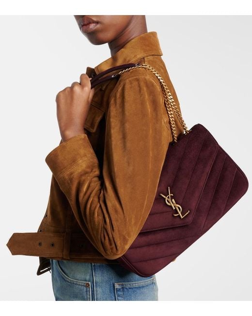 Saint Laurent Purple Loulou Medium Suede Shoulder Bag