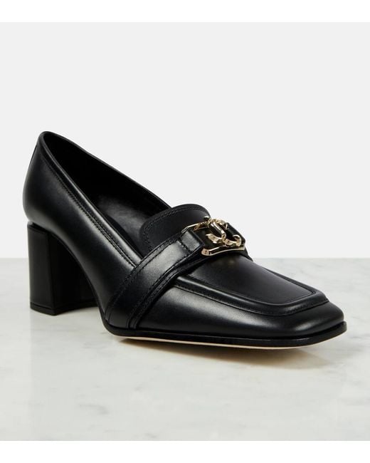 Jimmy Choo Black Evin 65 Leather Loafer Pumps